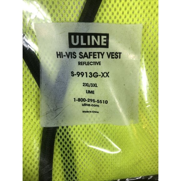 Uline High Visibility Safety Vest Reflective Yellow Line Size 2X To 3X Large - Picture 3 of 8